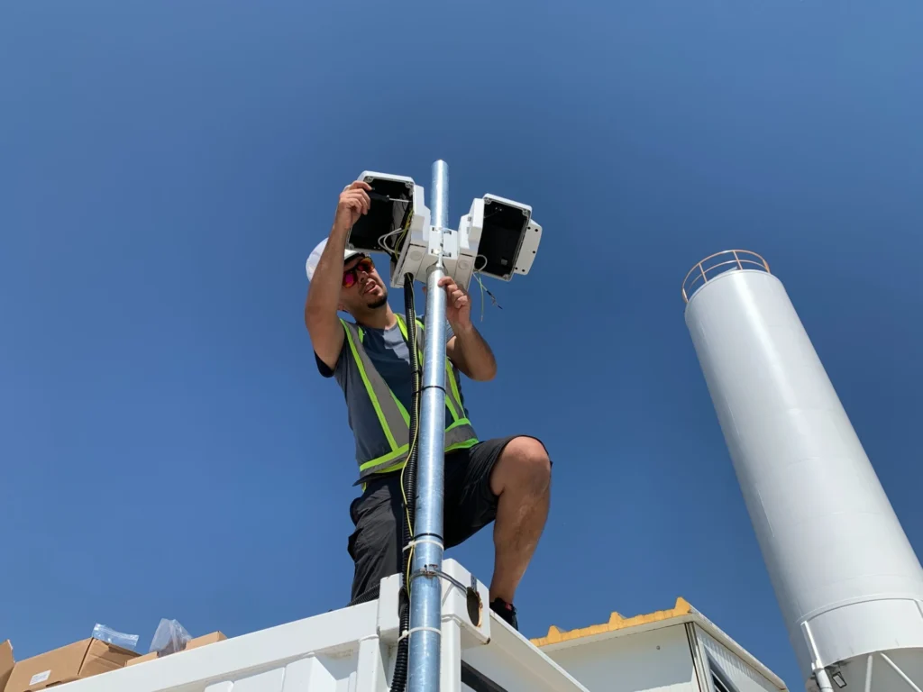 Installation of a radar system at an industrial site.